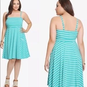 Torrid Teal and White Strapless Dress